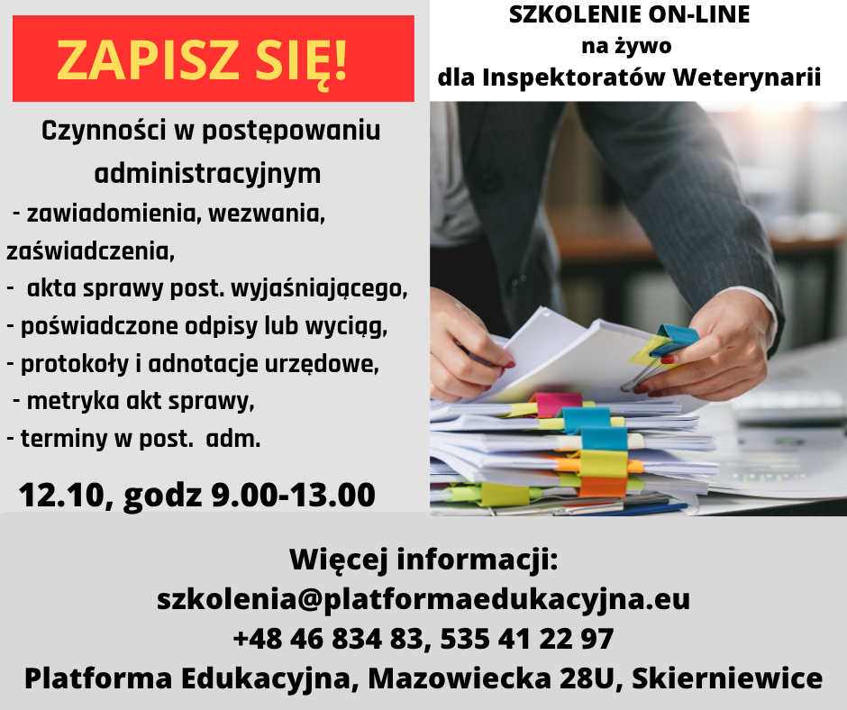 szkolenia dla inspekcji weterynaryjnej